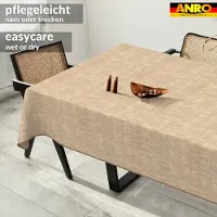 ANRO Tafelkleed Effen linnenlook Meerkleurig 200x140cm Met sierband Afwasbaar Waterafstotend