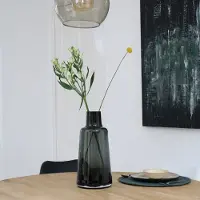 Vase the World VAAS - JANA GREY - MONDGEBLAZEN GLAS - FLES MODEL - DIK GLAS - Ø19 x H40 cm