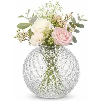 Home & Styling bloemenvaas Charleville - BOL-vorm - bewerkt glas - D21 x H22 cm - rond - steelbloemetjes of klein boeketje