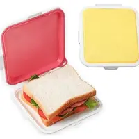 VHV - Broodtrommel - Lunchbox - Sandwich Container Set - 2 Stuks - Siliconen Broodtrommel - Herbruikbaar & Duurzaam - Lunchbox voor Onderweg - Magnetron & Vaatwasserbestendig - Roze en Geel
