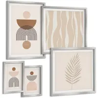 Tulup 4-Delige Schilderij Set - Abstracte geometrische vormen in natuurlijke tinten. - 50 x 50 cm, 20 x 30 cm en 40 x 60 cm - Decoratieve Muurdecoratie - Slaapkamer - Moderne Wanddecoratie