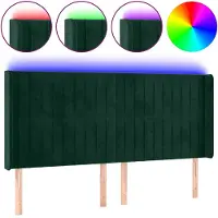 vidaXL Hoofdbord LED 183x16x118/128 cm fluweel donkergroen