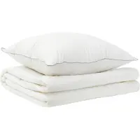 vidaXL Dekbed en Kussen Set 2 st 152x203 cm Zomer 140 GSM Wol Wit