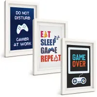 Tulup 3-Delige Schilderij Set - Ondertitels voor gamers met een entertainmentthema - 20x30 - Muurdecoratie - Wanddecoratie - Slaapkamer
