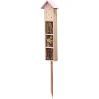 Progarden Insectenhotel The Butterfly Inn - hout - naturel/oranje - 14 x 9 x 90 cm - bijenhotel / Insectenhuis