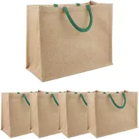 vidaXL Jute Handtassen 5 Natuurlijk en Groen 42 x 33 x 19 cm