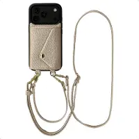 Selencia Sera Telefoonhoes met Koord en Envelop Pashouder voor de Apple iPhone 18 Pro / 17 Pro - Champagne