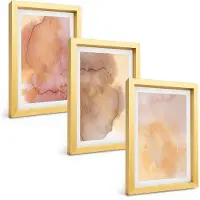 Tulup 4-Delige Schilderij Set - Warme aquarelverf op canvas, kleurrijke texturen - 20 x 30 cm - Stijlvolle Wanddecoratie - Interieur - Interieur Decoratie