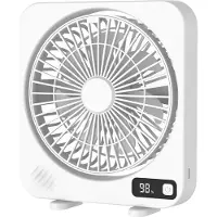 VHV -Bureauventilator met LED Display - Stille Ventilator met 5 Snelheden - Krachtige Draagbare Fan met Borstelloze Motor - Oplaadbare Bureau Fan voor Slaapkamer en Kantoor - Compact Design