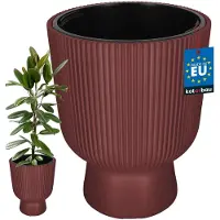 KOTARBAU Bloempot - Plantenpot Ø 39 cm - met Binnenpot - Geribbelde Plantenbak - Plantenpot met Voet - Plantenbak - Kunststof - H: 49 cm - Marsala