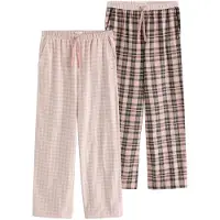 Next - Dames - Set van 2 pyjamabroeken van flanel - Tall - Roze