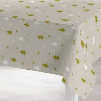 ANRO Tafelkleed Kerstbomen Meerkleurig Ovaal 240x140cm Met sierband Afwasbaar Waterafstotend