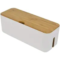 Famanu - Kabelbeheerdoos | Power stripe Organizer Box | Verberg en verberg stekkerdozen en elektrische kabels van tv's, computers en bureaus | Houd huisdieren veilig (wit)