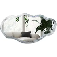 Wallfluent Marmerpatroon Spiegel - Grijs Rechthoekige Spiegel Met Modern Design - Organische Spiegel - Badkamer, Woonkamer, Kantoor - Modern - 45x90 cm - Totale afmeting 52x97 cm