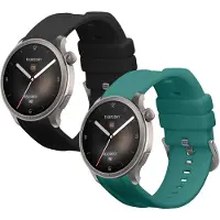 Kwmobile 2x horlogebandjes geschikt voor Huami Amazfit Balance A2286 bandje - Smartwatch bandjes van TPU - Activity tracker horloge band in zwart / groen