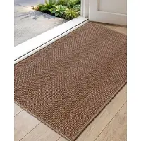 Famanu – Absorberende deurmat, ultradun, 61 x 91 cm, kokosbruin, machinewasbaar, antislip voor binnen