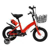 Happiq Kinderfiets met Zijwieltjes - Met Fleshouder en Mand - voor kinderen 2-5 jaar - Rood - Roze