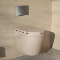 Mirlux Hangtoilet Varo Taupe - Randloos Wandcloset - Softclose Zitting - Keramisch Toiletpot - Zwevend Toilet