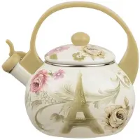 KINGHOFF 2038 fluitketel - Emaille - Creme - 2 liter - Paris