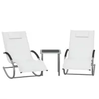 Happiq Tuinmeubel Set - 3-Delige Set met 2 Schommelstoelen en Bijzettafel - Wit