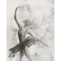 Whisper Fotobehang – Geschilderde Ballerina – Bloemen – Luxe Abstracte Kunst - Grijs Wit - Modern - Japandi - 2,12 x 2,70 M –