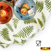 ANRO Tafelkleed Beige damast Groen Rond Ø100cm Rechte rand Afwasbaar Waterafstotend Binnen & Buiten