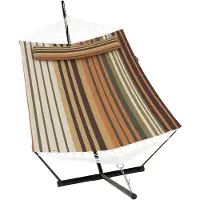 Happiq Hangmat met Standaard 366 cm - Geschikt 2 Personen met Kussen - voor tuin en strand - Bordeauxrood Geel