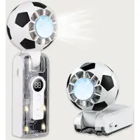 COOAU Handventilator - Draagbare Ventilator - Voetbalthema - 5 Standen - Hoge Windsnelheid - Tot 10 uur Gebruik - met Draagkoord - Wit