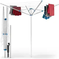 TecTake Droogmolen - 150 x 150 x 196 cm - Droogrek - Wasmolen van Aluminium - Draaibaar en in Hoogte Verstelbaar - Inclusief Voet