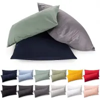 Famanu – Set van 2 kussenslopen van 100% katoen, 60x60 cm, superzacht premium jersey, donker oceaanblauw