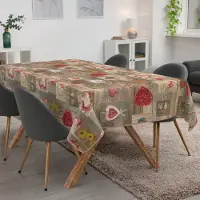 ANRO Tafelkleed Harten Bruin 280x140cm Met sierband Afwasbaar Waterafstotend Binnen & Buiten