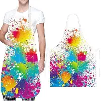 Snq Waterdicht schort – Olie- en vlekbestendig – Schort zonder mouwen – Bedrukt – 70×80 cm – kreukvrij – verstelbaar – met 2 zakken – voor BBQ, bakken, tuinieren knutselen – unisex - wit