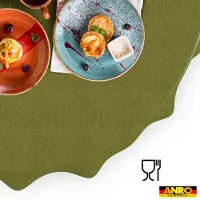 ANRO Tafelkleed Olijfgroen linnenlook Rond Ø100cm Rechte rand Afwasbaar Waterafstotend
