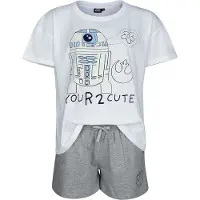 Star Wars - Disney Pyjama - You R2 - D2 Cute - S tot XXL - voor Vrouwen - wit-grijs - Maat L