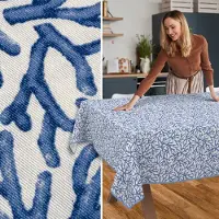 ANRO Tafelkleed Koraal Blauw 200x140cm Met sierband Afwasbaar Waterafstotend Binnen & Buiten