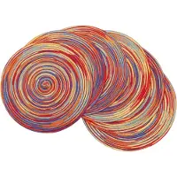 Snq Ronde Gevlochten Placemats - Set van 6 - Diameter 38 cm - Regenboog Rood - Voor Eettafel en Feestdecoratie