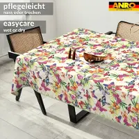 ANRO Tafelkleed Bloemenranken Beige 160x120cm Met sierband Afwasbaar Waterafstotend Binnen & Buiten