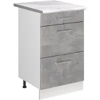 Vicco Keukenonderkast R-Line, Beton/Wit, 50 cm marmer werkblad