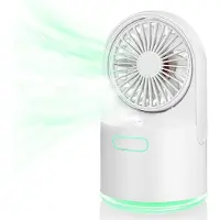 LONGZIMING -Draagbare Tafelventilator - Draagbare Luchtbevochtiger - USB Ventilator Met Nevel - Koelnevel Functie - 7-Kleuren Nachtlamp - ABS En Zacht PP - Ideaal Voor Slaapkamer En Kantoor - 1 Stuk