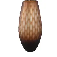 Ptmd Niels Dark Brown Handcut Solid Glass Vase Round L