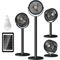 Sanorum Intrekbare staande circulatieventilator op zonne-energie, USB voeding, krachtige luchtstroom, 3-in-1 multifunctioneel, voor thuisgebruik en buiten kamperen