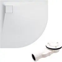 Badland Bad Land VIDAR douchebak - kwartrond - 90 x 90 x 3,2 cm - wit - met afvoerset