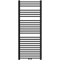 LuxeBath Badkamerradiator Sahara 600x1500 mm Zwart mat rechte middenaansluiting incl. aansluitset met thermostaat Universeel hoek en recht chroom, radiator handdoekwarmer handdoekdroger