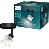 Philips Horen Opbouwspot - LED GU10 fitting - Richtbaar - 1 lichtpunt - ClickFix - Zwart met geribbeld glas