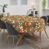 ANRO Tafelkleed Herfstbladeren Bruin Ovaal 240x140cm Met sierband Afwasbaar Waterafstotend