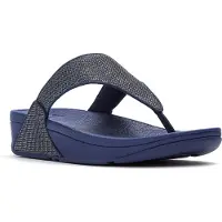FitFlop Lulu Shimmerglitz Toe-Post Sandals DONKERBLAUW - Maat 37