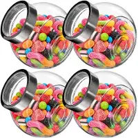 Alessandro Voorraadpot met deksel - 4x - glas - 16 x 16 cm - 1.4L - snoeppot - voedsel bewaren