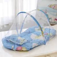 Snq Baby muggennet set (muggennet, matrasbeschermer, kussen) - 92×48×42 cm - Berenpatroon - Opvouwbaar - 92×48×42 cm - Berenpatroon - Opvouwbaar - Geen montage nodig - Blauw