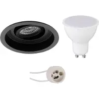 BES LED GU10 Inbouwspot Set - Mat Zwart - Inbouw Rond - Verdiept - Kantelbaar - Pragmi Domy Pro - 4W - Warm Wit 3000K - Ø105mm