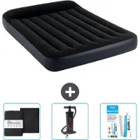 Intex Luchtbed - Twijfelaar - 137 x 191 x 25 cm - Donkerblauw - Inclusief Hoeslaken - Pomp en Reparatieset